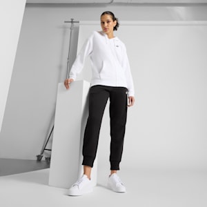 Chandail à capuchon en tissu bouclette confortable à fermeture éclair entière Essentials Small avec logo n<sup>o</sup> 1 Femme, PUMA White, extralarge